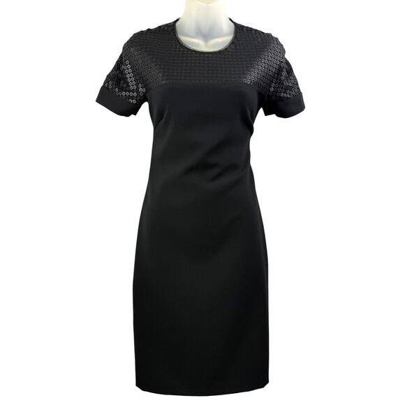Mikael Aghal Dresses & Skirts - Vintage MIKAEL AGHAL black short sleeve dress with mesh detail